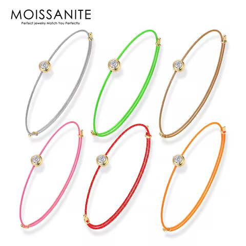 0.3 CT Vibrant Moissanite Wish Bracelets Colorful Oriental Wish Cord Collection Symbolic Traditional