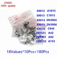 18kinds*10pcs=180pcs 2N2222 S9013 S9014 S9015 S9018 S8050 S8550 5551 5401 2N3904 2N3906 C1815 Transi