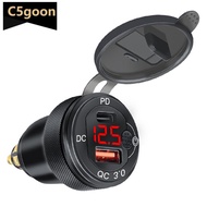 C5GOON Aluminium USB Charger PD Dual QC 3.0 Quick Charger Adapter Waterproof Socket for Hella DIN So