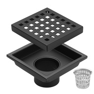 Bathroom Black 4 Inch Square Floor Drain Filter With Trap Euro Stainless Steel Strainer Floor Drain Anti Odor