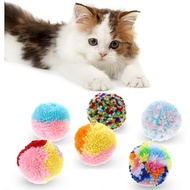 Bremorou 6 Keping Bola Kucing Lembut Berbulu 2 Inci Bola Mainan Pelangi Berwarna-warni Bola Pom Pom 