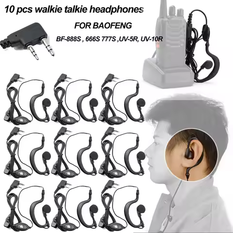 Factory wholesale of 10pcs baofeng walkie talkie earphones for BF-888S, 88E, 666S, 777S, UV 5R, UV 8