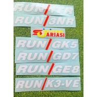RUN STICKER /GD7.1TR 3NR,GE8 K3-VE, AND GK5 NEWEST STICKER CUTTING STICKER