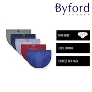 (5 Pcs) Byford Mens 100% Cotton Mini Brief Underwear Assorted Colours - BUD5283M