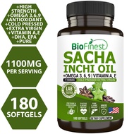 Biofinest Sacha Inchi Oil 1100mg Supplement - Omega 3 6 9 Vitamin A E DHA EPA Heart Brain Eye Bone J