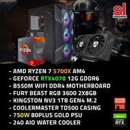 Extreme Gaming PC build with Ryzen 7 5700X and GeForce RTX4070 PC Package