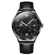 OLEVS 2931 Men Fashion Quartz Watch Gift Round-dial Leather Watchband Wristwatch Calendar
