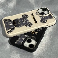 Black Fashion Violent Bear Pattern Phone Case Compatible for IPhone 11 12 13 14 15 Pro Max Xr X Xs Max 7 8 Plus Se2020 Metal Frame Large Hole Phone Case