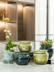 Modern Simple Ceramic Plant Pots with Tray Special Price Clearance Sale Home Decorations for Green I