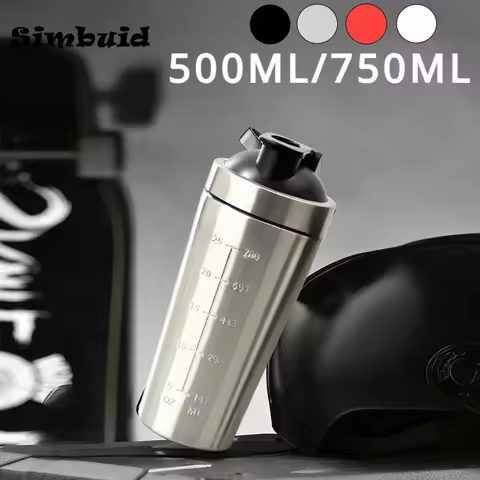 Stainless Steel Protein Powder Shaker Bottle with Steel Ball and Scale Leak Proof Gym Fitness Sport 