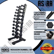 ASURA Fitness 1KG to 10kg Premium Rubber Coated Dumbbell with 10-Tier Studio Vertical Rack