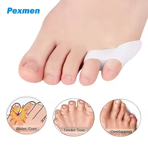 Pexmen 2/4Pcs Gel Little Toe Pads Corrector Straightener Pinky Toe Cushion Splint Pain Relief Reduce