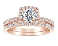 P3 POMPEII3 5/8Ct Diamond Halo Engagement Ring Set in White, Rose, Yellow Gold, or Platinum