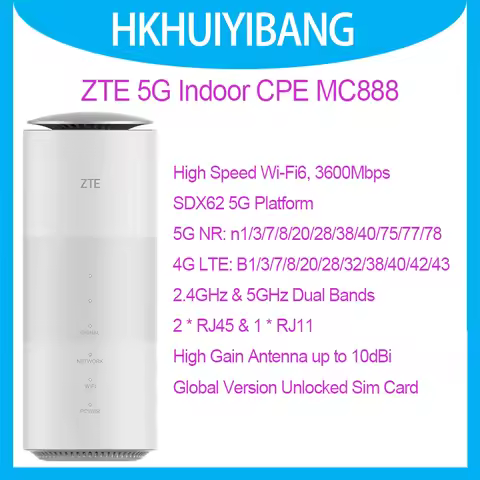 New ZTE 5G WiFi 6 AX3600 Home CPE MC888 SDX62 Dual Bands Wireless Router 5G NR NSA/SA 4G LTE CAT19 S