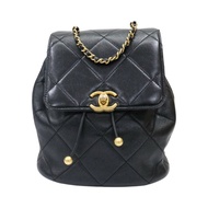 黑色 菱格紋 牛皮 Duma 後背包【CHANEL 香奈兒】 AS4866