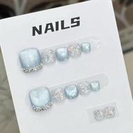 Glacier-Light Luxury High-Fixed Manicure Toenails 12 Pieces Pack Wearing Nails Summer Fresh Simple T