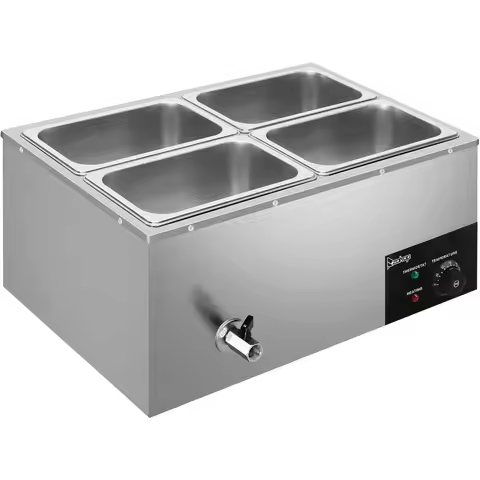 110V 4-Pan Commercial Food Warmer 21QT Electric Steam Table 6 Inch Deep Stainless Steel Food Soup Bu