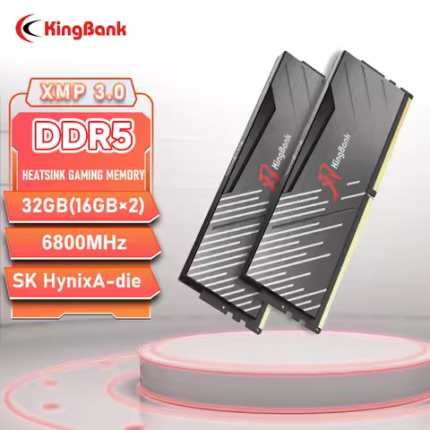 KingBank 32GB / 16GB DDR5 Memory Black 16GBx2 6800MHz Kit Hynix A Die CL34 for Computer Upgrade XMP3