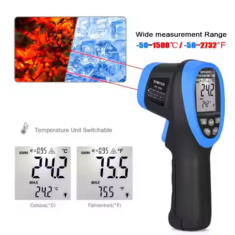 -50℃ to 1500℃ Laser Thermometer Gun Pyrometer 30:1High Temp Infrared Thermometer Digital IR Temperat