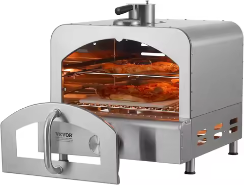 Nordic Outdoor Pizza Oven, 2-IN-1 Gas Maker & Grill, Propane Griller with Stone, Visual Door and Bui