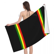 【DT】 hot 【DT】 hot Reggae Rasta Stripe Colors Pattern Beach Towel Custom Jamaican Jamaica Proud Breathable Microfiber Pool Towels
