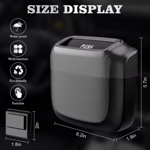 Car Trash Can with Lid Leakproof Mini Garbage Bin 2 Rolls Bags Small Auto Dustbin for Car SUV Truck 