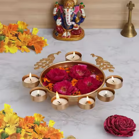 decorative round peacock shape urli bowl diwali diyas beautiful home handcrafted bowl for floating f