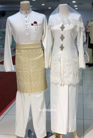 BAJU KEBAYA MODEN LACE NILUFER PUTIH OFF WHITE | BAJU KEBAYA NIKAH | SET NIKAH | BAJU SET COUPLE SED