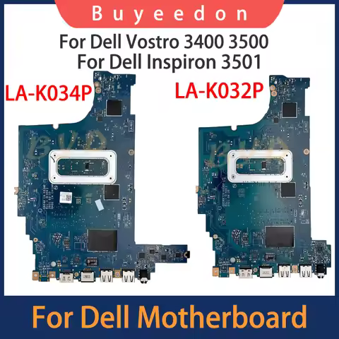 Laptop Motherboard For Dell Inspiron 3501 Vostro 3400 3500 LA-K034P Logic Board i3 i5 i7 Notebook Ma