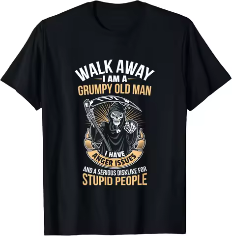 Grumpy Old Man Grandpa Father Biker Grim Reaper Gift T-Shirt