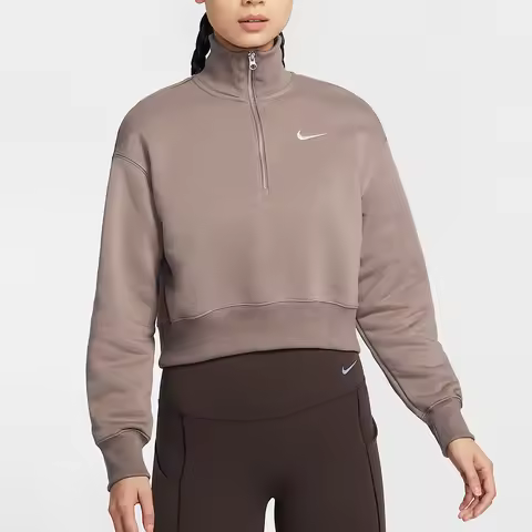 Nike Official New Women's Half-Zip Short Pile Fleece Sport Sweatshirt DQ5768-233