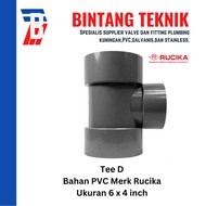 Reducer Tee (Vlok Tee) 6" x 4" inch PVC Rucika D