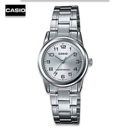 Velashop นาฬิกาข้อมือผู้หญิง Casio สีเงิน สายสแตนเลส รุ่น LTP-V001D-7BUDF LTP-V001D-7B LTP-V001D