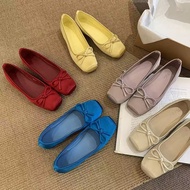 french styleKorean Version Bow Shallow Mouth Low Heel Shoes Women 2026 Spring Summer Velvet Square T
