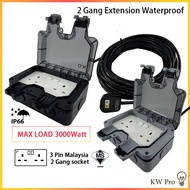 2 Gang 3Pin Switch Socket HEAVY DUTY TRAILING EXTENSION SOCKET Waterproof Garden Sirim 3000Watt