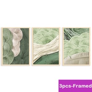 A4 / A3 กรอบรูปหินอ่อนสีเขียว 3 ชิ้นโปสเตอร์ภาพวาดสีน้ำมันนามธรรมกรอบรูปอะคริลิคสำหรับตกแต่งบ้าน