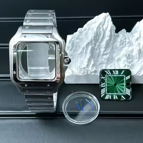 38mm Square Watch Case 316L Steel Strap Watch Repair Modification No Logo 27mm Dial for Sandoz NH36 