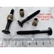 JCBC M6 X 50 PINEAPPLE OE NUT FURNITURE BOLT/ KNOCKDOWN/ DIPAN/ LIGNE/