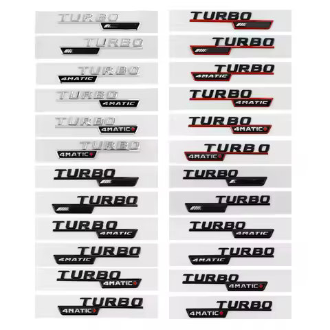 3d ABS Black Turbo AMG Logo Turbo 4matic Emblem Car Fender Badge For Mercedes CLA 45 X156 A45 Turbo