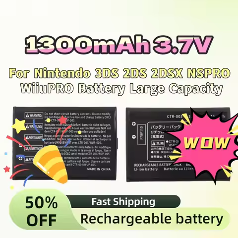 New Upgrade Lithium Rechargeable Battery Pack 1300mAh 3.7V for Nintendo 3DS 2DS 2DSX NSPRO WiiuPRO B