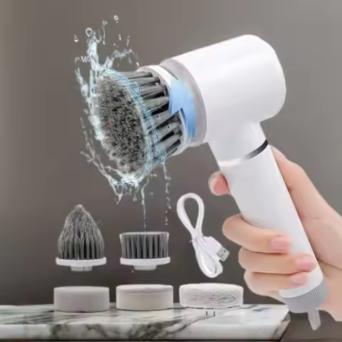 Electric Spin Scrubber,Bathroom Cleaning Brush Power Scrubber with 5 Replaceable Brush Heads, Electr