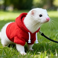 24H Fast Shipping Ferret Clothes Leash Pet Mink Sweatshirt Ferret Outing Clothes Pet Mink Warm Cloth