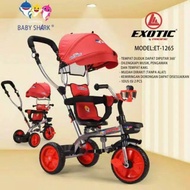 Sepeda Roda 3 Tiga EXOTIC ET 1265 BABY SHARK Tricycle Stroller Anak Kursi Putar Musik Kanopi