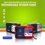 am fm radio with bluetooth speaker rechargeable KUKU K5BTS Rechargeable Solar AM/FM Bluetooth Radio