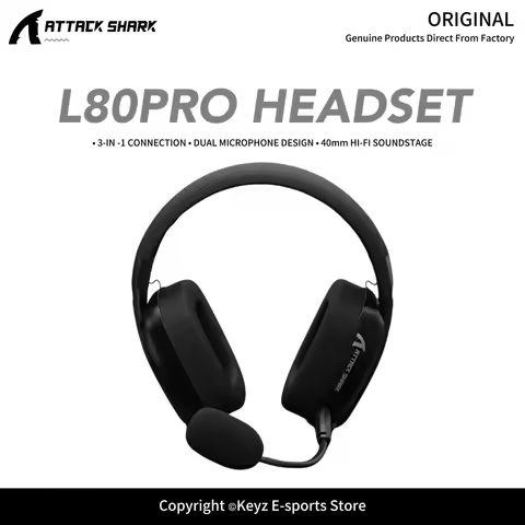 ATTACK SHARK L80Pro 3-IN-1 Gaming Headset 2.4GHz 20ms Low-Latency Bluetooth 5.3 3.5mm Wired Dual Mic