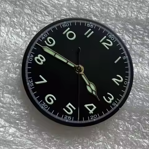 Watch Parts Vintage 28.5mm Black Sterile Pilot's Watch Dial Super Green Luminous Marks Suitable For 