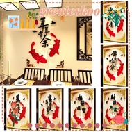 GREATESKOO Golden Frame Fish Wall Stickers, Happiness Good Fortune Acrylic  Stereo Mirror Sticker, Creative Room Entrance Chinese Style Acrylic Wall Stickers Home Art