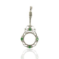 Victorian Style Magnifying Glass Loop Pendant Emerald Stone 925 Sterling Silver