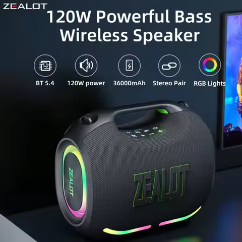 ZEALOT ZE01 120W Wireless Speaker With Carry Handle,EQ Mode, RGB Light,TWS Dual Pairing, Fast Chargi