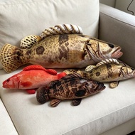 Simulation Fish Plush Toy East Star Grouper Tiger Grouper Mandarin Fish Printed Scale Design
